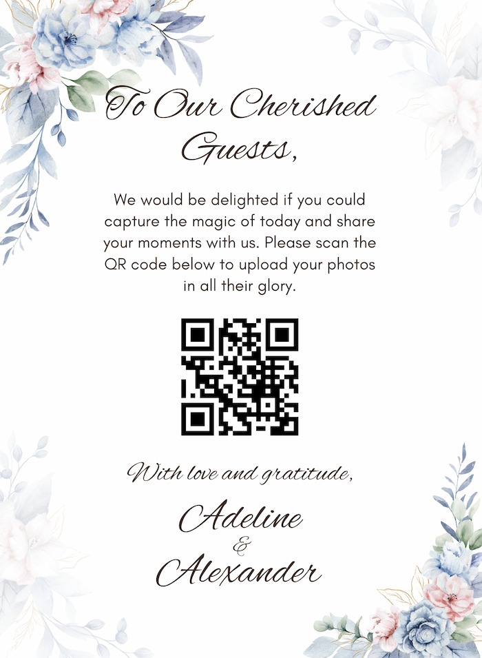 wedding photo sharing guest card
